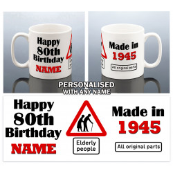 Personalised 80th Birthday Mug for Him