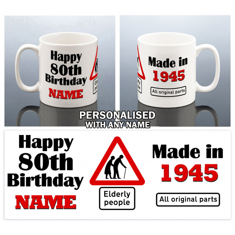 Personalised 80th Birthday Mug for Him
