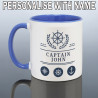 Personalised Captain Mug with Blue Handle