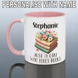 Book Lover Mug with Pink handle