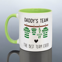 Daddy Team Mug - Personalised Football Shirts Mug - Dad Birthday Gift - Grandad Dream Team Cup