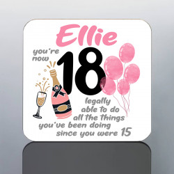 Personalised 18th BIRTHDAY coaster for Her