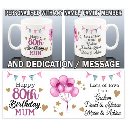 Personalised 80th Birthday Mug for Her