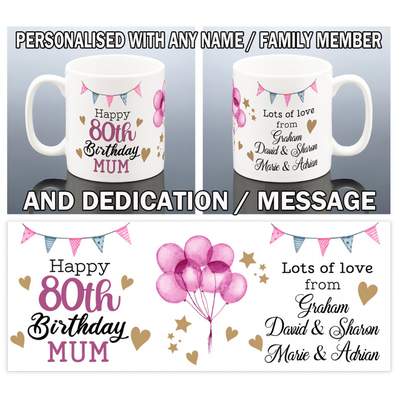 Personalised 80th Birthday Mug for Her