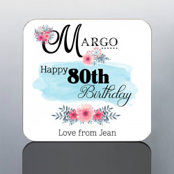 Floral 80th BIRTHDAY coaster for Her