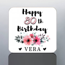 Personalised 80th BIRTHDAY coaster for Her
