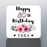 Personalised 80th BIRTHDAY coaster for Her