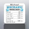 PERSONALISED MECHANIC MUG - Funny Work Colleague Apprentice Gift - Hourly Rate Cup
